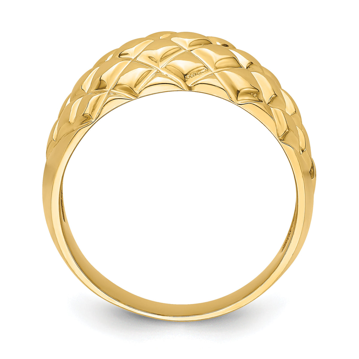 14k Polished Basket Weave Pattern Ring-R723