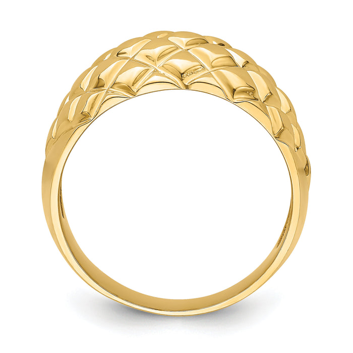 14k Polished Basket Weave Pattern Ring-R723