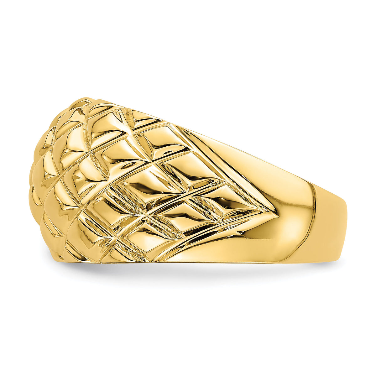14k Polished Basket Weave Pattern Ring-R723