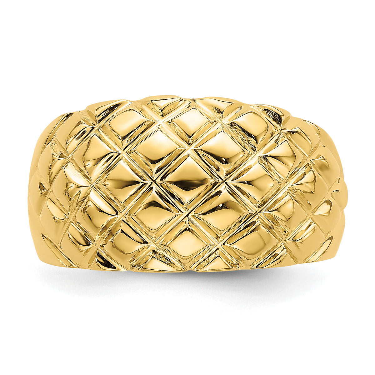 14k Polished Basket Weave Pattern Ring-R723