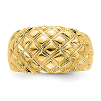14k Polished Basket Weave Pattern Ring-R723