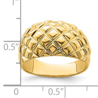 14k Polished Basket Weave Pattern Ring-R723