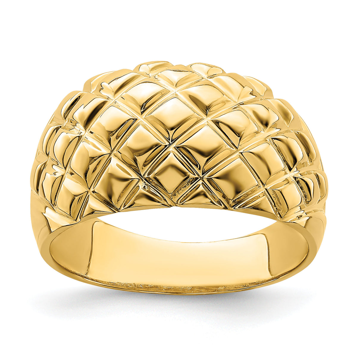 14k Polished Basket Weave Pattern Ring-R723