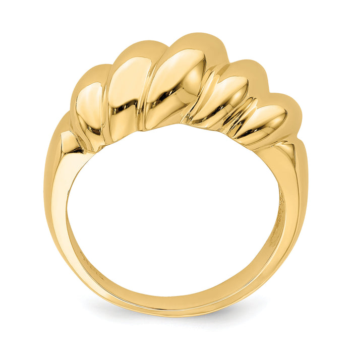 14k Polished Slanted Shrimp Dome Ring-R726