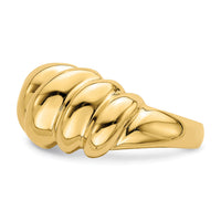 14k Polished Slanted Shrimp Dome Ring-R726