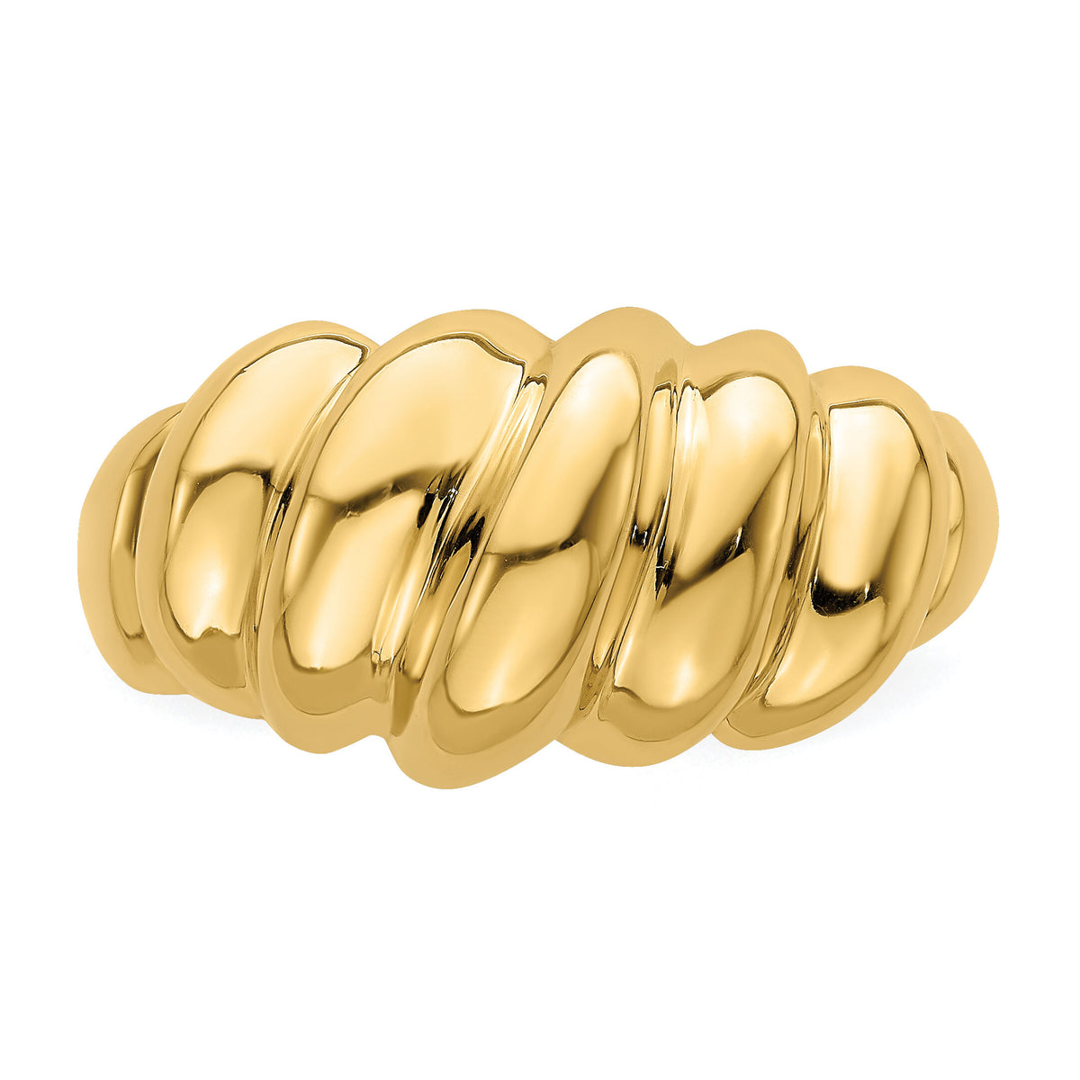 14k Polished Slanted Shrimp Dome Ring-R726