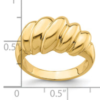 14k Polished Slanted Shrimp Dome Ring-R726