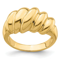 14k Polished Slanted Shrimp Dome Ring-R726