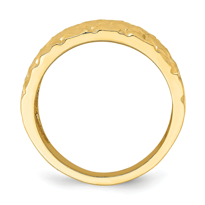 14K D/C Quilted Pattern Dome Ring-R728