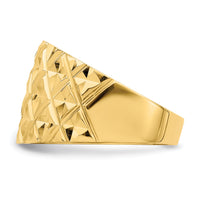 14K D/C Quilted Pattern Dome Ring-R728