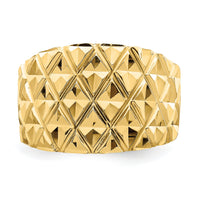 14K D/C Quilted Pattern Dome Ring-R728