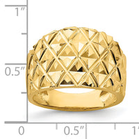 14K D/C Quilted Pattern Dome Ring-R728