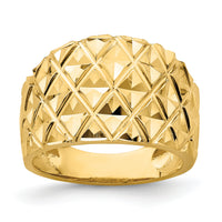 14K D/C Quilted Pattern Dome Ring-R728