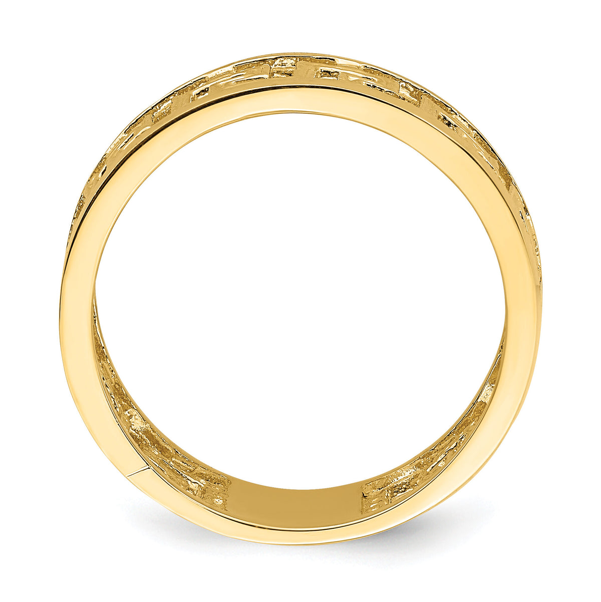14K Polished Cut Out Greek Key Design Band-R736