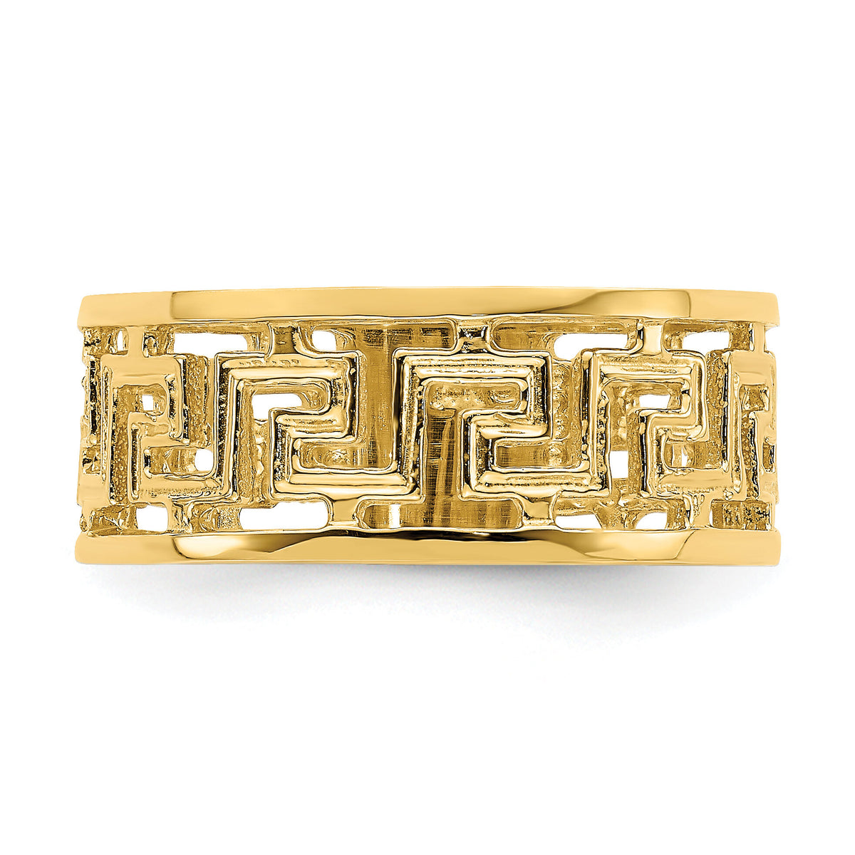 14K Polished Cut Out Greek Key Design Band-R736