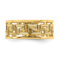 14K Polished Cut Out Greek Key Design Band-R736
