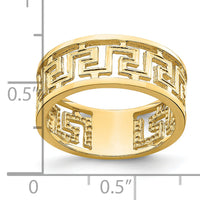 14K Polished Cut Out Greek Key Design Band-R736