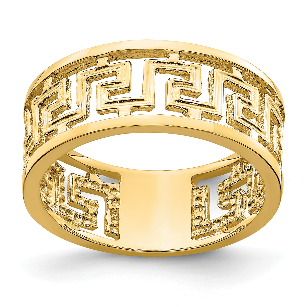 14K Polished Cut Out Greek Key Design Band-R736