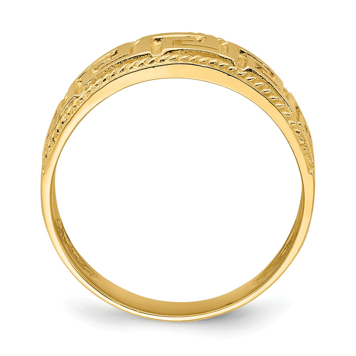 14k Greek Key Pattern Dome Ring-R739