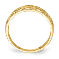 14K Solid D/C Woven Pattern Dome Ring-R751