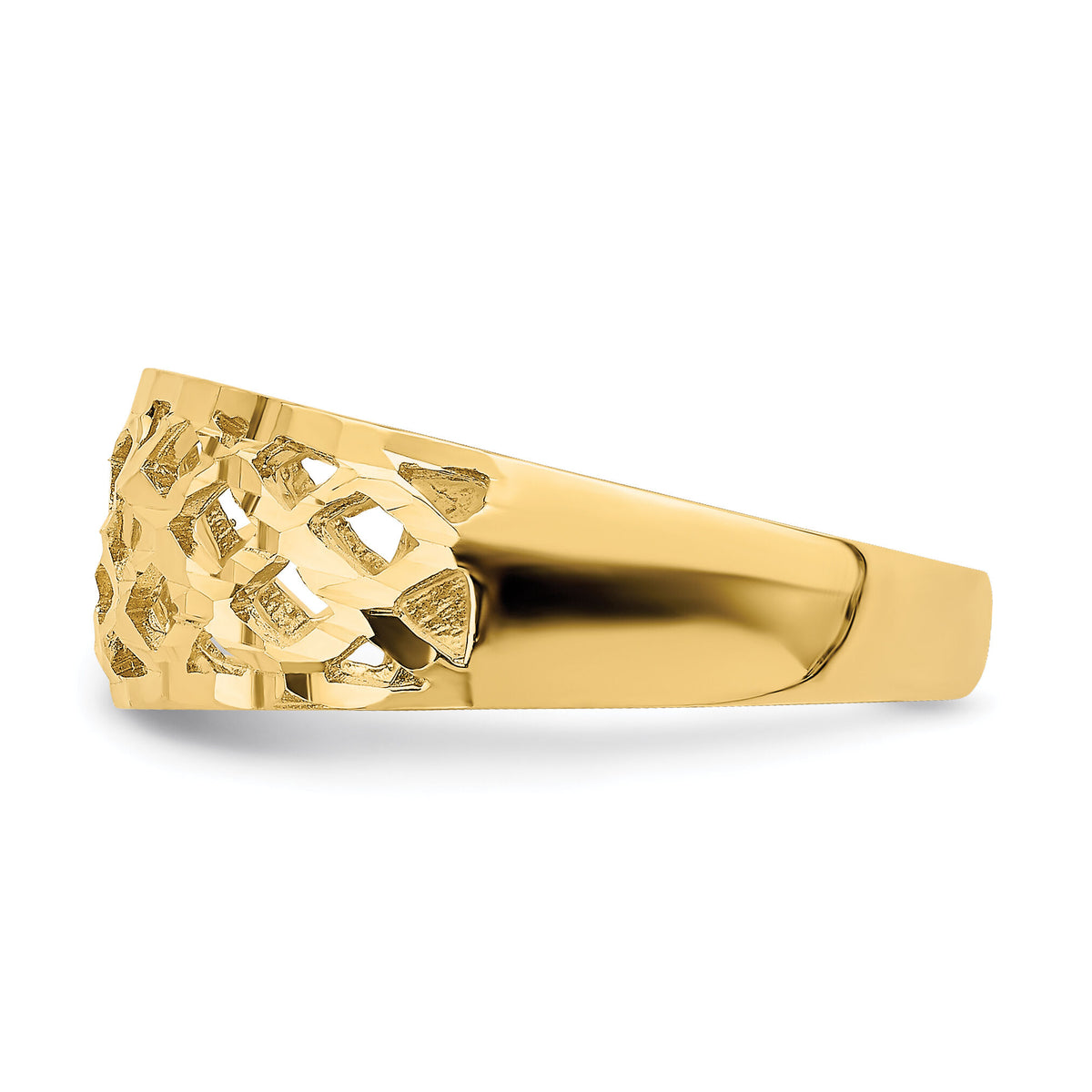 14K Solid D/C Woven Pattern Dome Ring-R751