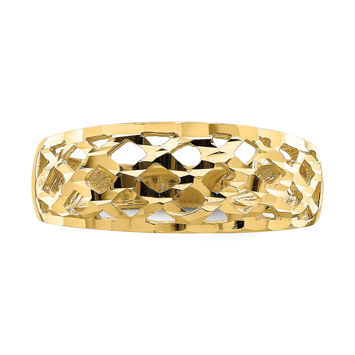 14K Solid D/C Woven Pattern Dome Ring-R751