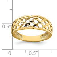 14K Solid D/C Woven Pattern Dome Ring-R751