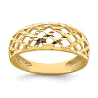 14K Solid D/C Woven Pattern Dome Ring-R751