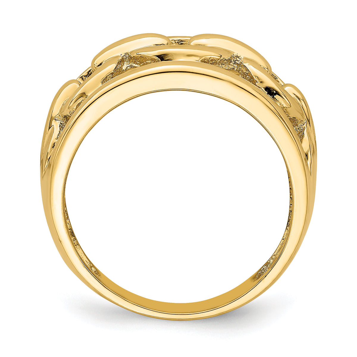 14K Polished Chain Design Inside Ring-R757