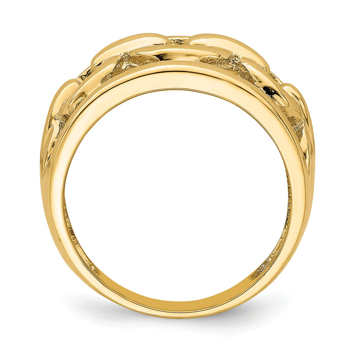 14K Polished Chain Design Inside Ring-R757