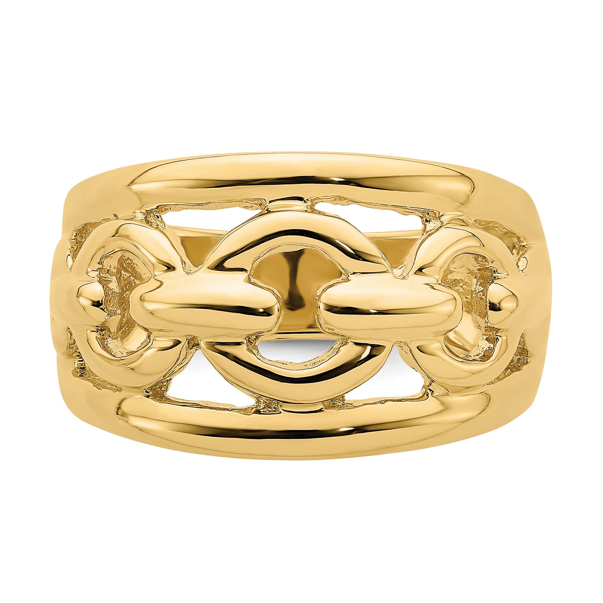 14K Polished Chain Design Inside Ring-R757