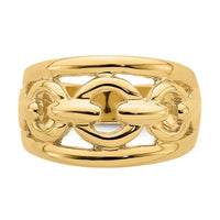 14K Polished Chain Design Inside Ring-R757