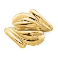 14k Polished Beaded Swirl Crossover Ring-R758