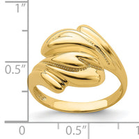 14k Polished Beaded Swirl Crossover Ring-R758