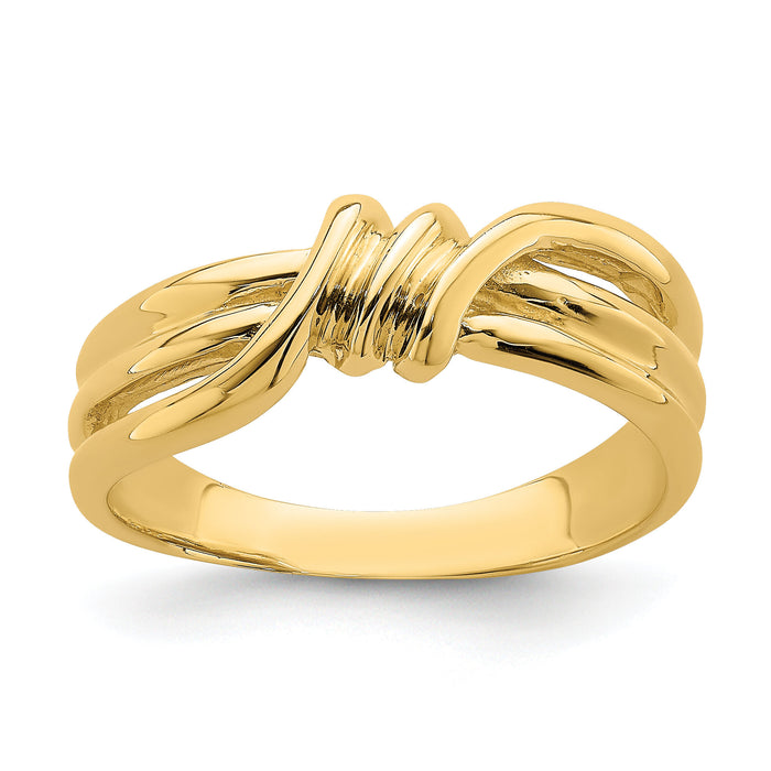14k Polished Ribbed Band Ring-R761