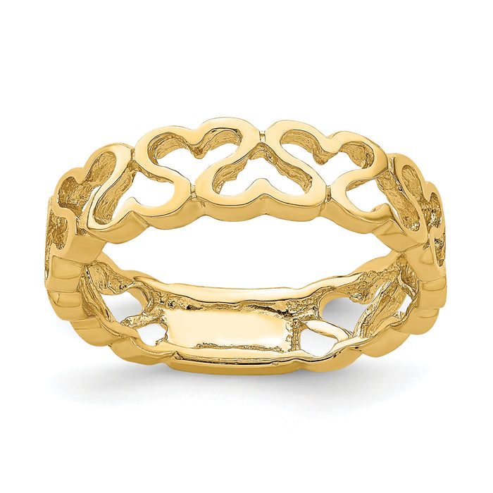 14k Polished Heart Band-R777