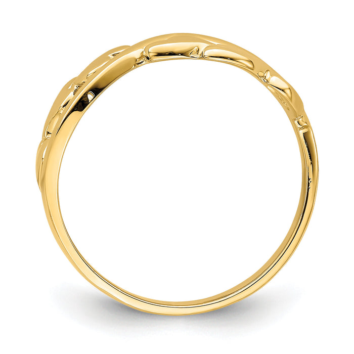 14k Polished w/ X Design Heart Band-R779