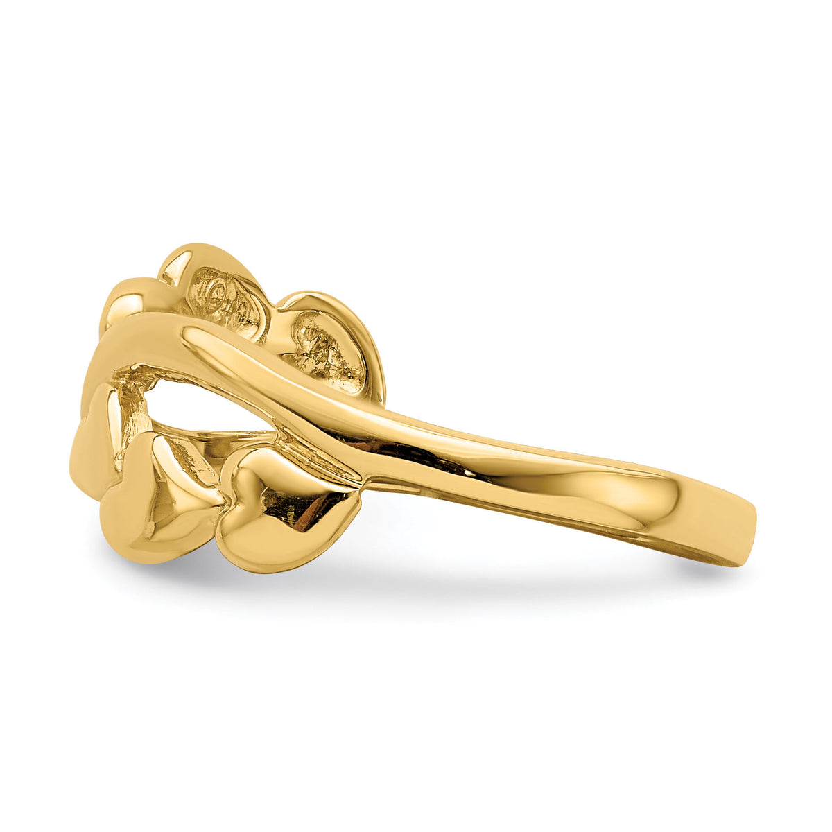 14k Polished w/ X Design Heart Band-R779