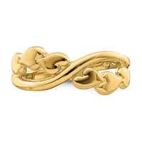 14k Polished w/ X Design Heart Band-R779