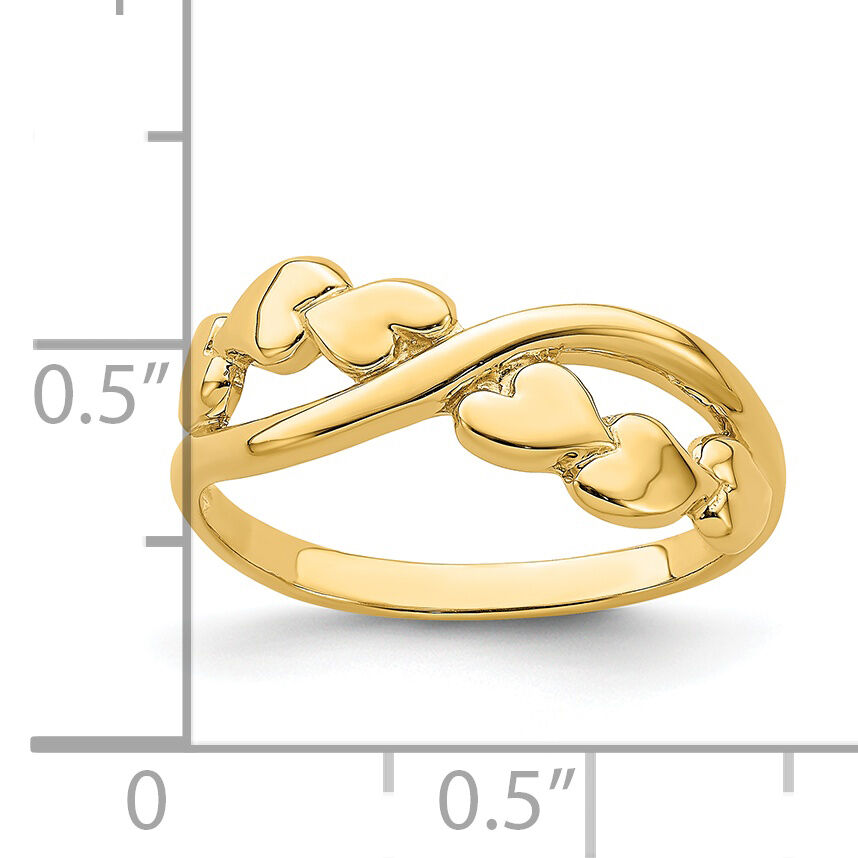 14k Polished w/ X Design Heart Band-R779