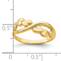 14k Polished w/ X Design Heart Band-R779