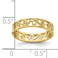14k Beaded Scroll Cut-Out Band Child's Ring-R784