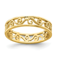 14k Beaded Scroll Cut-Out Band Child's Ring-R784