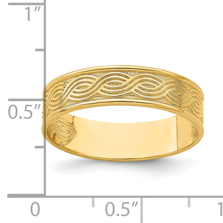 14k Wave Engraved Thumb Ring ()-R795