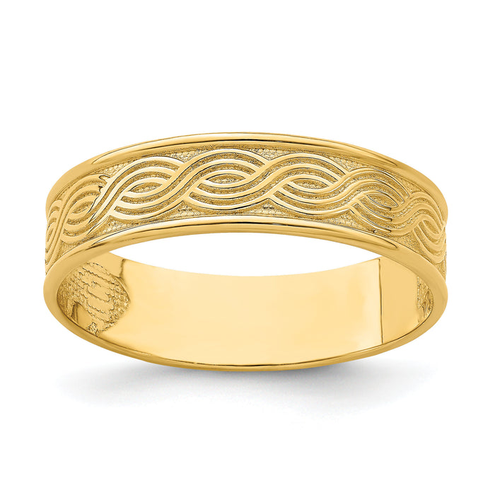 14k Wave Engraved Thumb Ring ()-R795