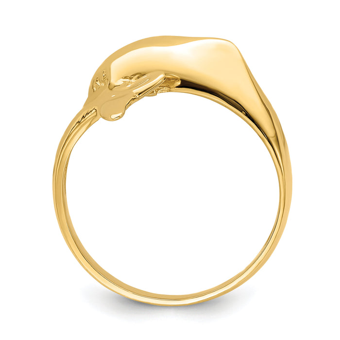14k Polished Dolphin Ring-R802