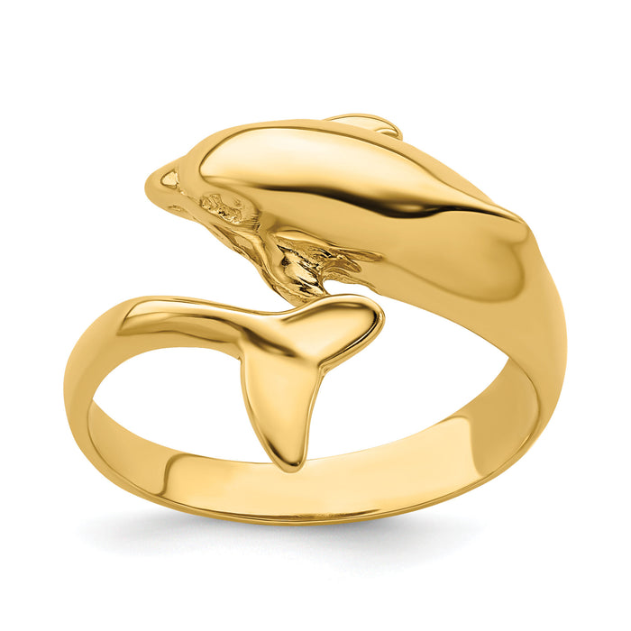 14k Polished Dolphin Ring-R802