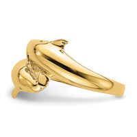 14k Polished Double Dolphin Ring-R804