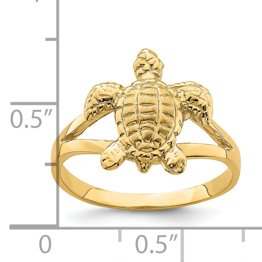 14k Textured Sea Turtle Ring-R837