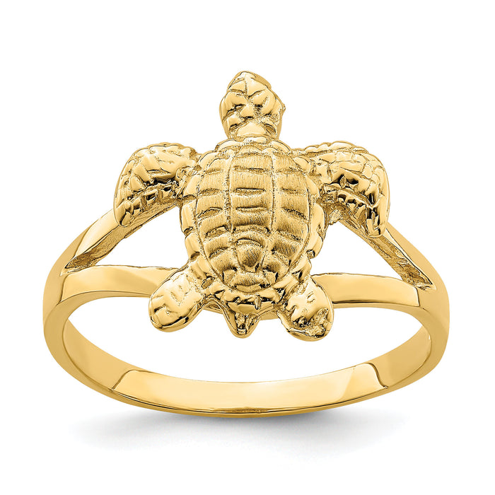 14k Textured Sea Turtle Ring-R837